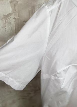 Белая рубашка с коротким рукавом,блузка с вышивкой цветы(016)5 фото