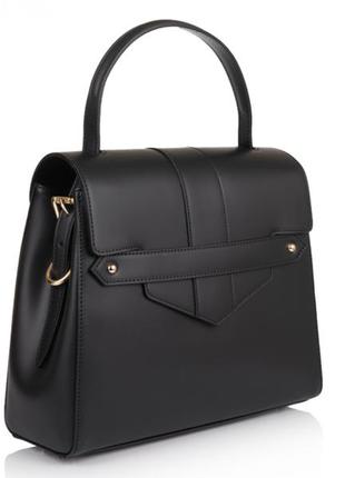Шикарна жіноча стильна сумка італія натуральна шкіра чорна