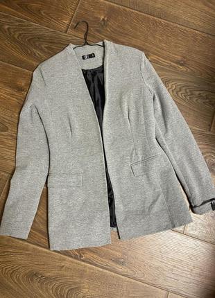 Пиджак кардиган серый удлинённый