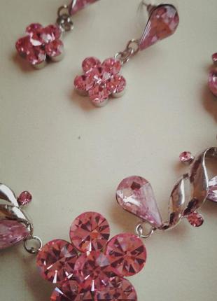 Набор  розовое  сияние, серьги  и ожерелье2 фото