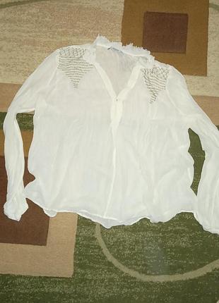 Блуза блузка брендовая брендова фирменная фірмова прозрачная модная стильная mango india индия красивая молочная молочного цвета