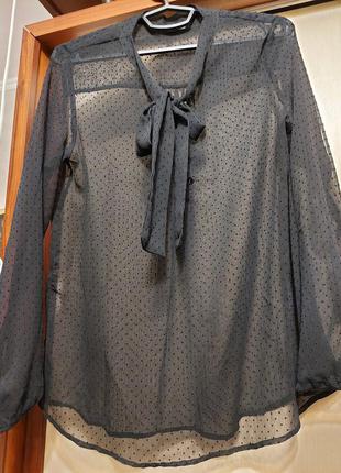 Шифоновая блуза zara с бантом1 фото