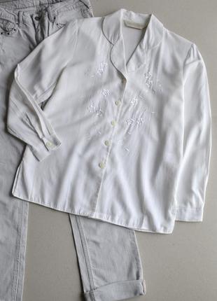 Белая блузка рубашка с вышивкой   p.m-l  dorothy perkins1 фото