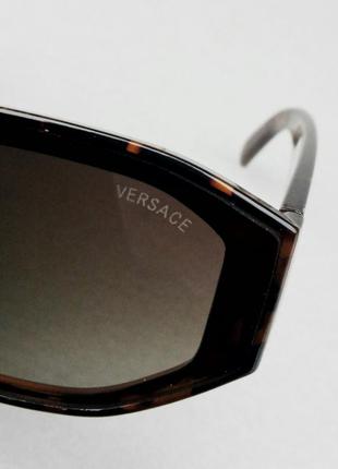 Versace стильні жіночі сонцезахисні окуляри коричневі тигрові з градієнтом9 фото