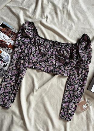Нереальная блуза в цветы с рукавами фонариками от naanaa3 фото