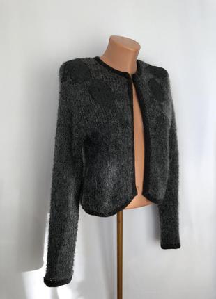 Armand ventilo винтаж серый короткий кардиган мохер шерсть