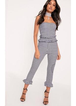 Трендовый комбинезон бандо в клетку. prettylittlething