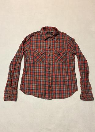 Стильная женская рубашка в клетку с длинными рукавами