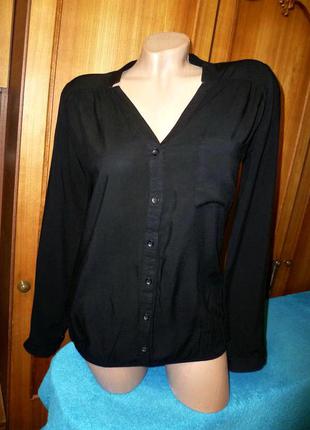 Брендовий легка чорна блузка блузка з довгим-коротким рукавом вільна