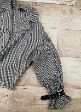 Брендовая шикарная стильная двубортная блуза с большими рукавами prettylittlething🖤3 фото