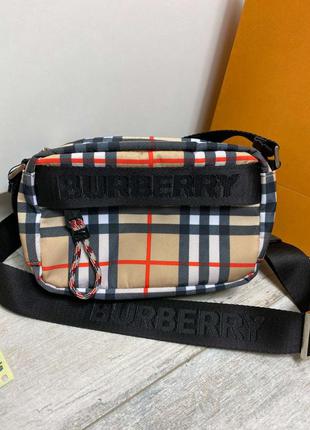 Бананка burberry vintage check bonded cotton кросс боди сумка в клетку женская / мужская1 фото