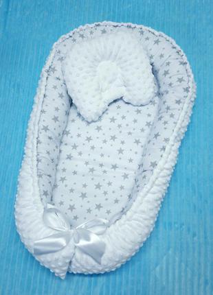 Кокон гнёздышко позиционер с ортопедической подушкой для новорождённых2 фото