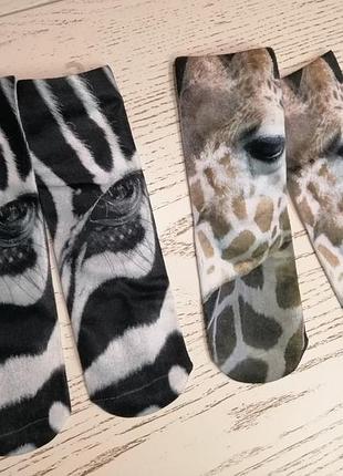 Подростковие шкарпетки з фотодруком "зебра" "жираф"