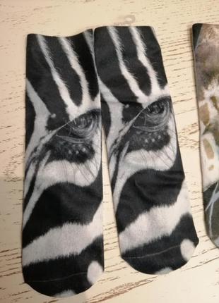 Подростковие носочки с фотодруком "зебра" "жираф"3 фото