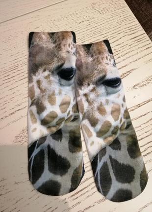 Подростковие носочки с фотодруком "зебра" "жираф"5 фото