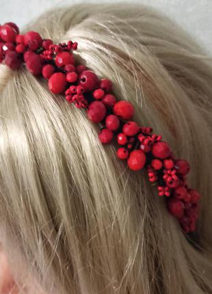 Красный ободок, обруч в волосы2 фото