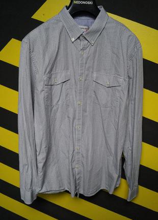 Рубашка в клеточку с кармашками (slim fit)