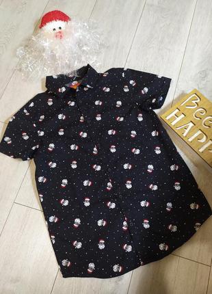 Рубашка с санта клаусами, новогодняя рубашка, рубашка.