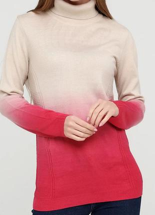 Гольф водолазка  свитер амбре бежевый с розовый2 фото