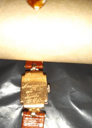 Ссср 1957г. золотые женские механические наручные часы "заря" золото 583°4 фото