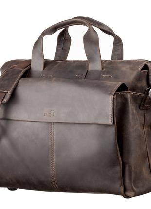 Большая мужская сумка shvigel 11119 кожаная коричневая1 фото