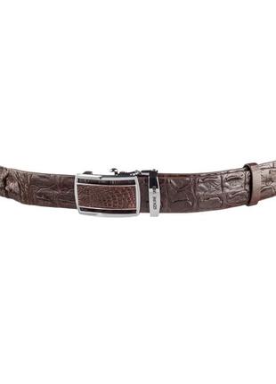 Ремінь-автомат crocodile leather 18240 з натуральної шкіри крокодила коричневий2 фото