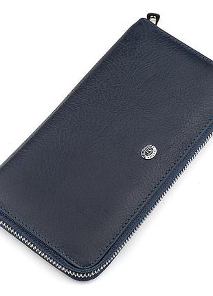 Мужской кошелек st leather 18420 (st45) на молнии синий