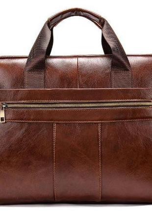 Ділова чоловіча сумка з зернистою шкіри vintage 14836 коричнева1 фото