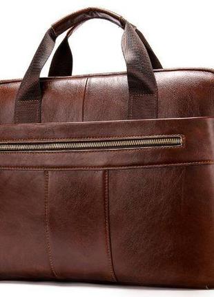 Ділова чоловіча сумка з зернистою шкіри vintage 14836 коричнева2 фото