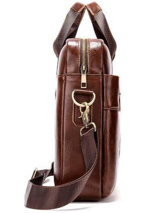 Ділова чоловіча сумка з зернистою шкіри vintage 14836 коричнева3 фото