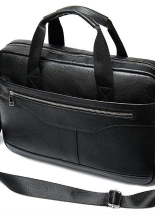 Деловая мужская сумка из зернистой кожи vintage 14886 черная9 фото