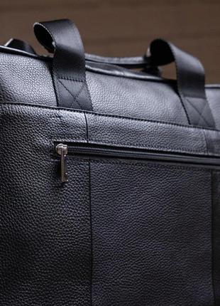 Ділова чоловіча сумка з зернистою шкіри vintage 14886 чорна4 фото