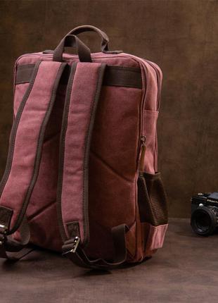 Рюкзак текстильный дорожный унисекс на два отделения vintage 20615 малиновый9 фото