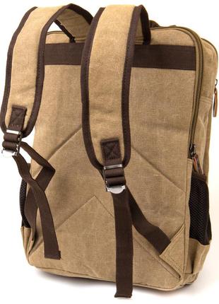 Рюкзак текстильный дорожный унисекс на два отделения vintage 20616 бежевый2 фото