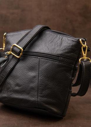 Женская компактная сумка из кожи 20415 vintage черная6 фото