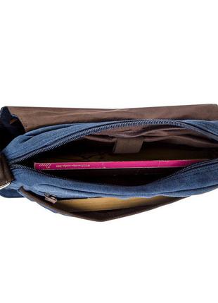 Текстильна сумка для ноутбука 13 дюймів через плече vintage 20189 синя4 фото