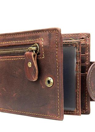 Тонкое мужское портмоне матовое 20239 vintage коричневое2 фото