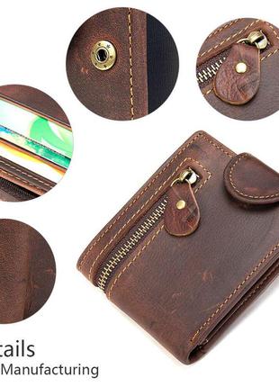 Тонкое мужское портмоне матовое 20239 vintage коричневое5 фото