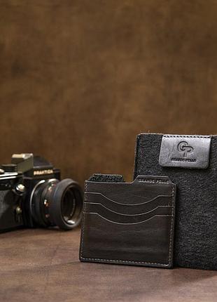 Шкіряний картхолдер grande pelle 11502 чорний8 фото