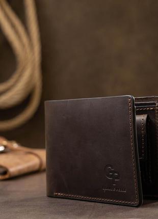 Кожаное мужское винтажное портмоне grande pelle 11553 коричневый5 фото