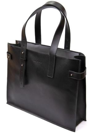 Женская сумка-шопер из натуральной кожи grande pelle 11436 черный1 фото