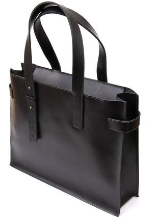 Женская сумка-шопер из натуральной кожи grande pelle 11436 черный2 фото