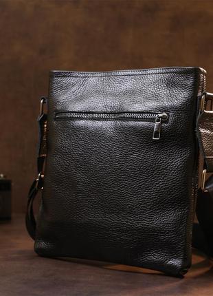 Кожаная стильная мужская сумка через плечо shvigel 11604 черный8 фото