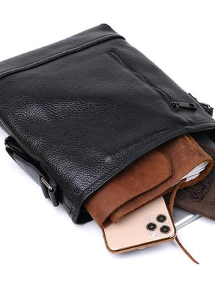 Кожаная стильная мужская сумка через плечо shvigel 11604 черный6 фото