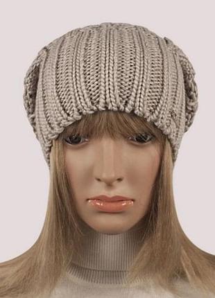 Шапка-чулок крупной вязки - wh-360 лаванда