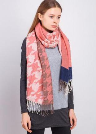 Красивый и тёплый женский шарф "трей" - 260319 персиковый