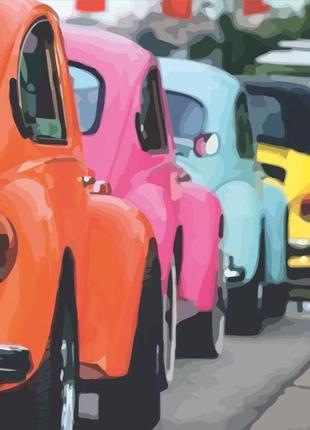 Картина на холсте "яркие ретро автомобили" 35х45 см - 13237