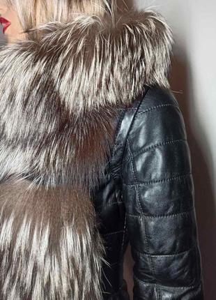 Куртка,жилет,натуральный мех чернобурки,кожа4 фото