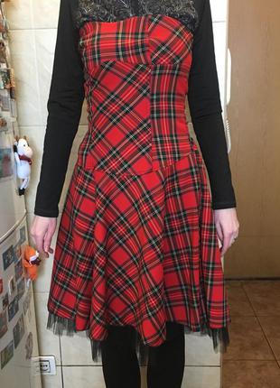 Бомбическое платье в шотландскую клетку3 фото