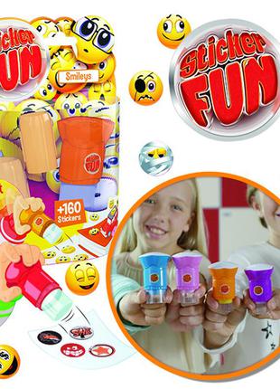 Игровой набор sticker fun  штамп для наклеек+ 160 стикеров смайлики сенсационный штамп для наклеек с2 фото